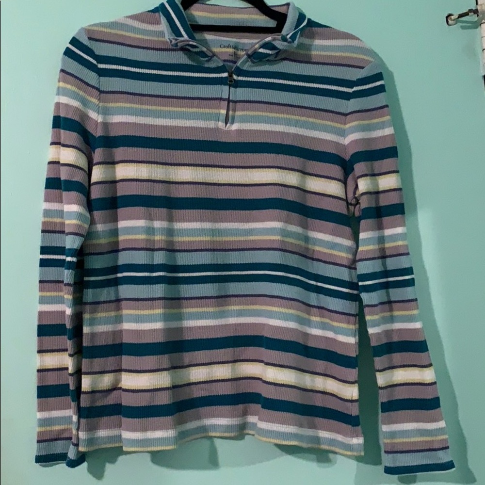 Stripped quarter zip sweater
